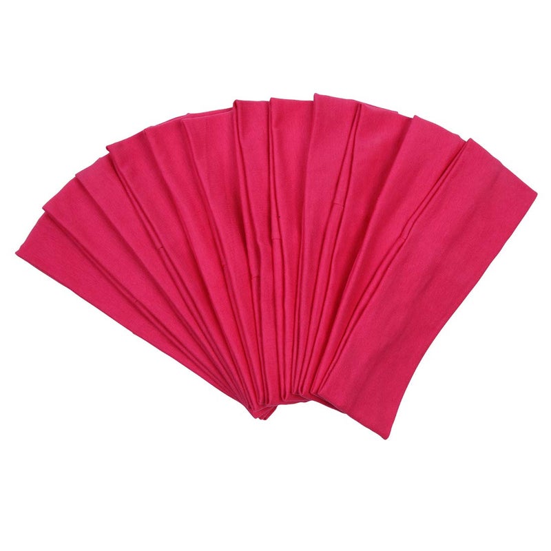 Headbands Hairband Cotton Soft and Stretchy Elastic Solid Color 12 Pcs Per Lot Shocking Hot Pink Middle